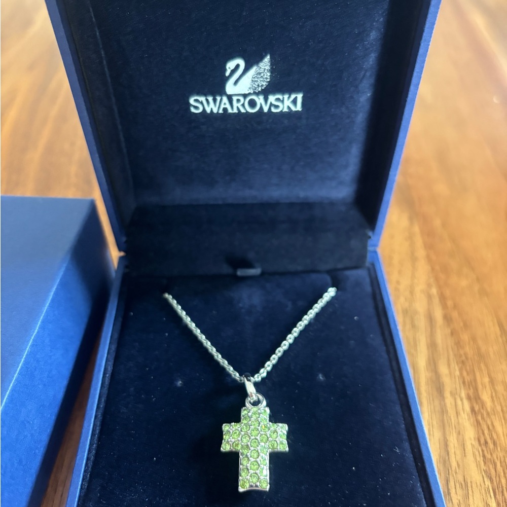 Swarovski Green Crystal Cross Necklace